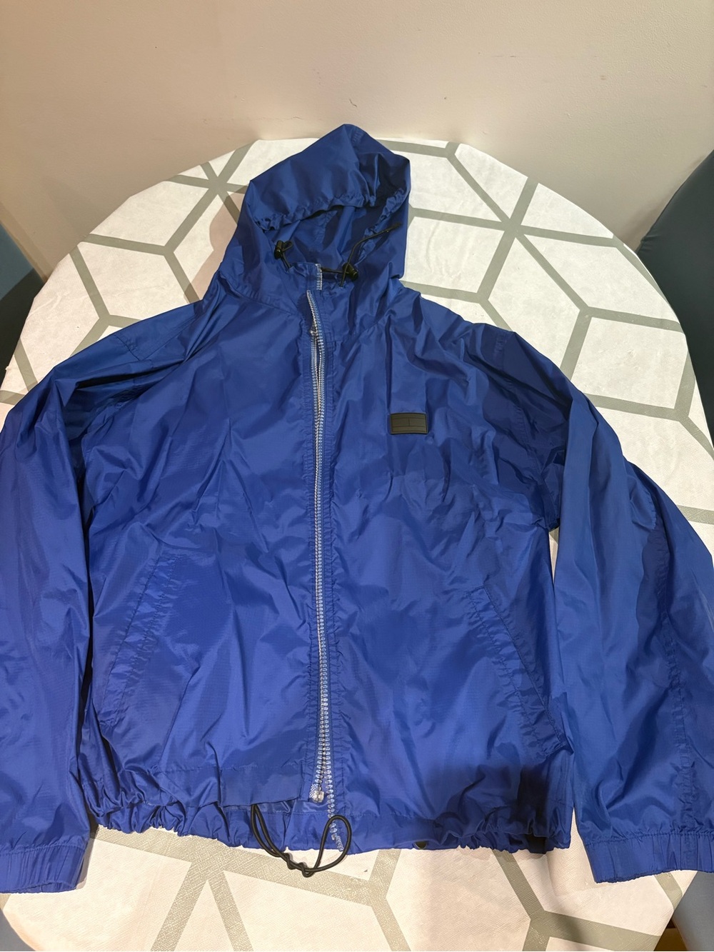Tommy Hilfiger Navy Hooded Windbreaker with Signature Flag Patch